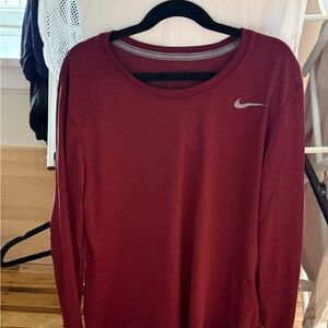 Nike Burgundy Long Sleeve Dri-Fit Shirt